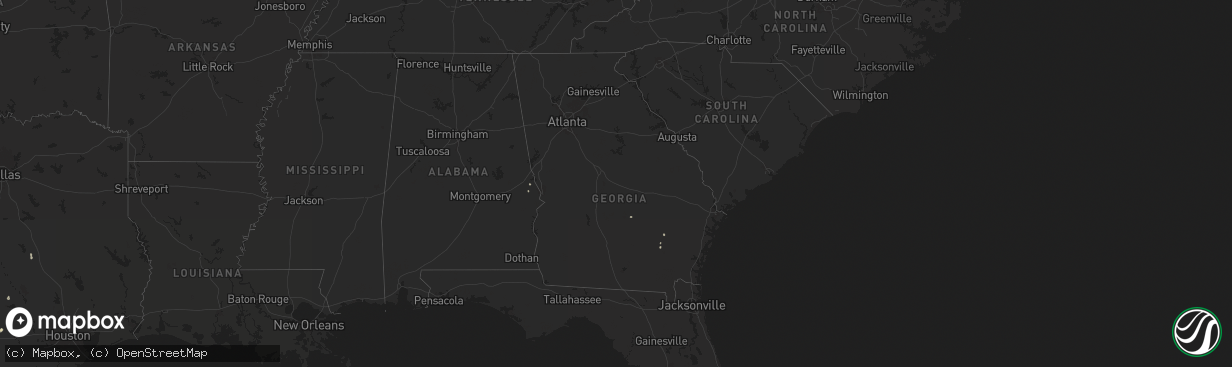 Hail map in Georgia on August 2, 2025