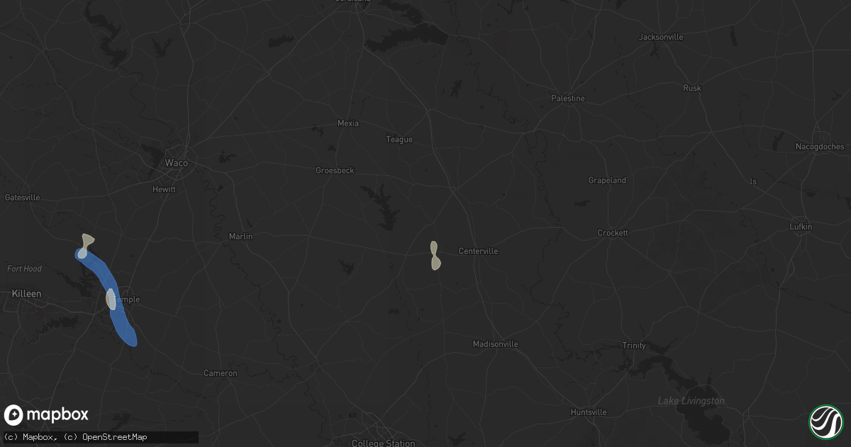Hail map in Jewett, TX on August 2, 2025