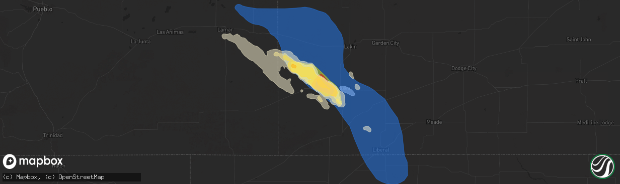 Hail map in Johnson, KS on August 2, 2025