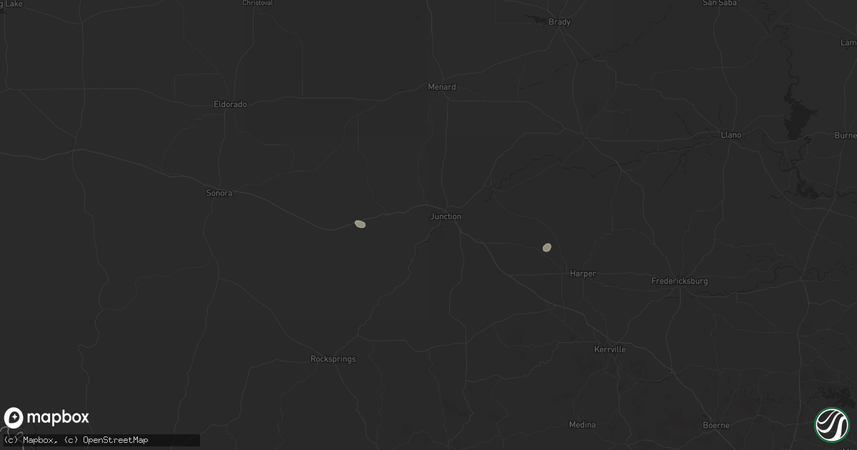 Hail map in Junction, TX on August 2, 2025