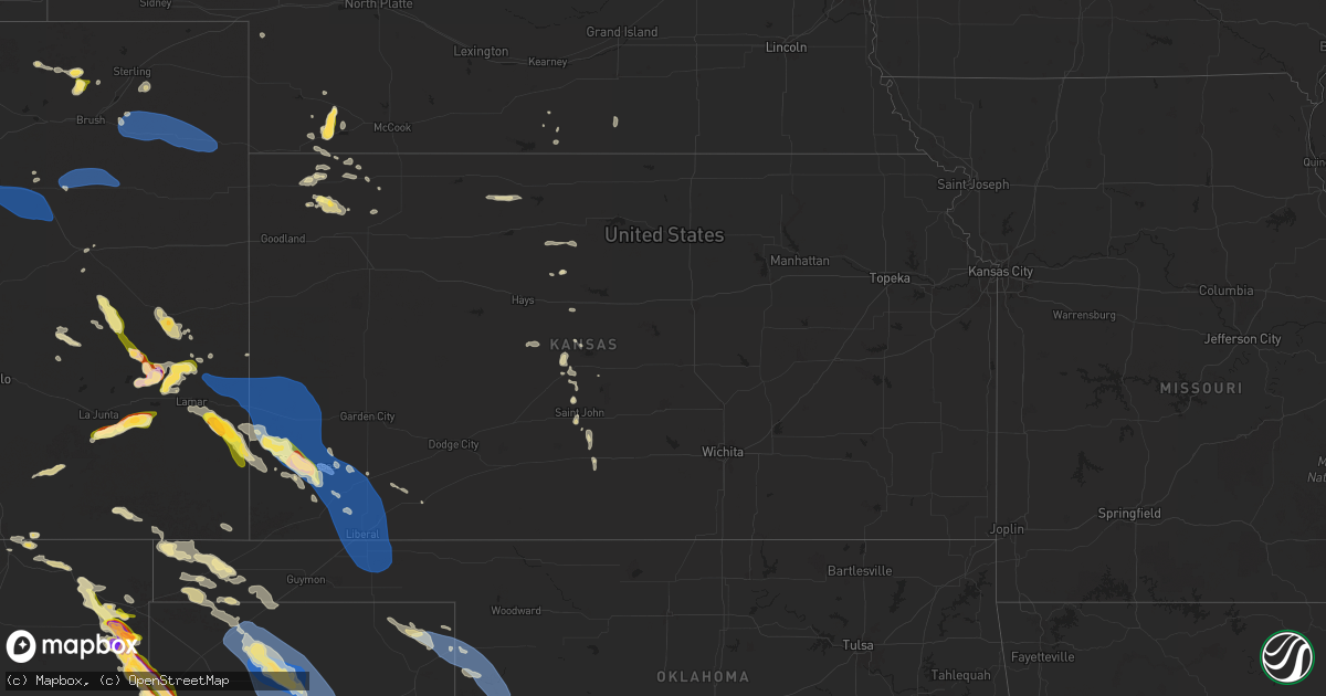 Hail map in Kansas on August 2, 2025