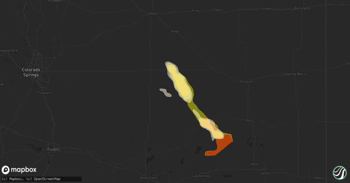 Hail map in Karval, CO on August 2, 2025