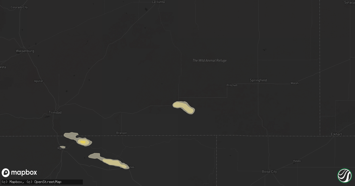 Hail map in Kim, CO on August 2, 2025
