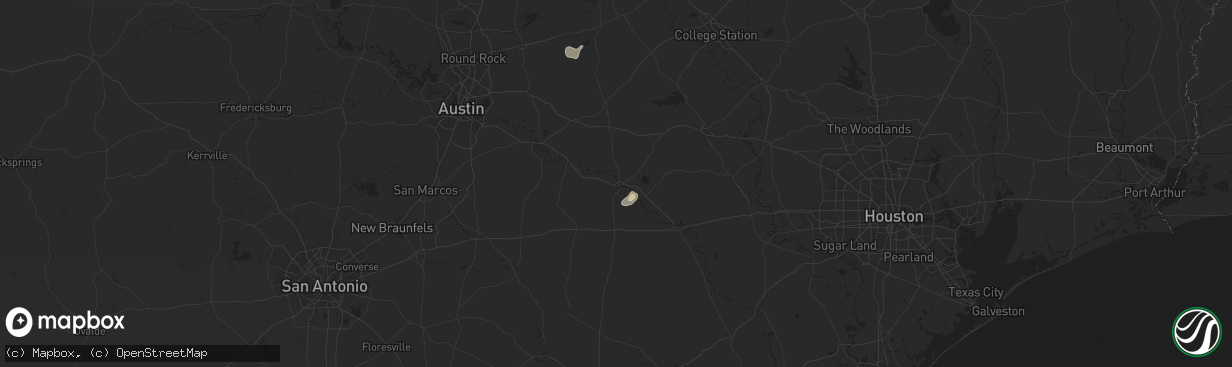 Hail map in La Grange, TX on August 2, 2025