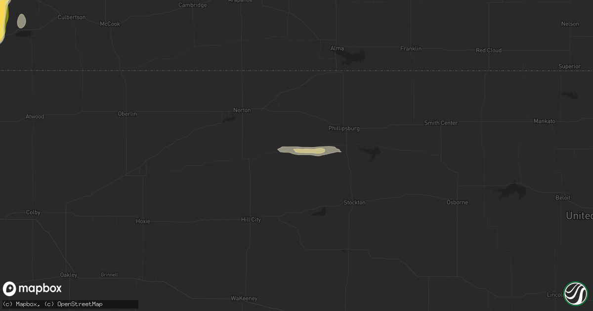 Hail map in Logan, KS on August 2, 2025