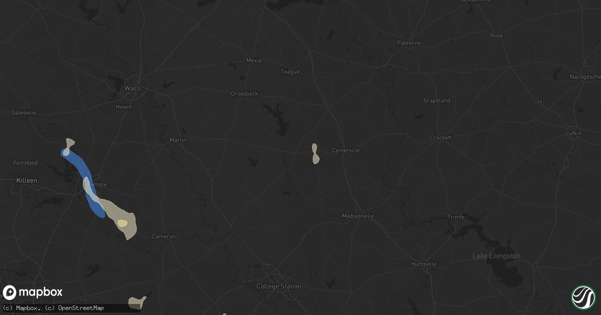 Hail map in Marquez, TX on August 2, 2025