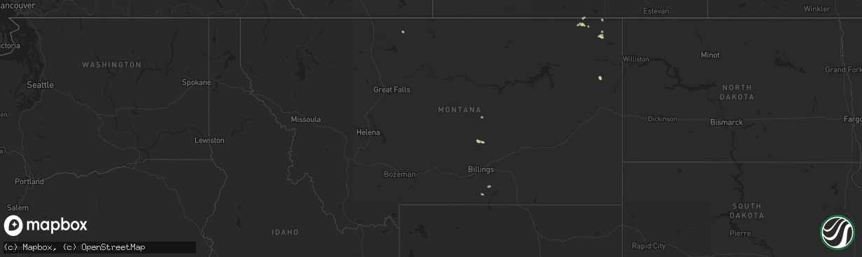 Hail map in Montana on August 2, 2025