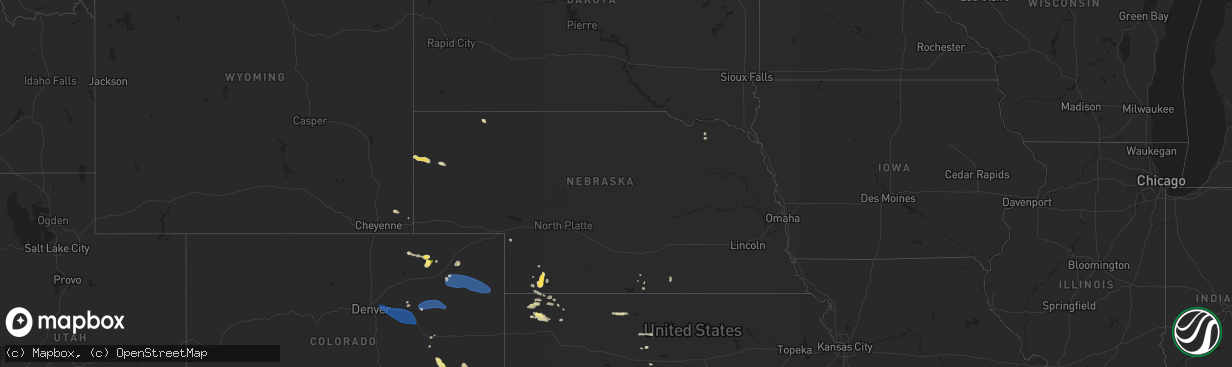 Hail map in Nebraska on August 2, 2025
