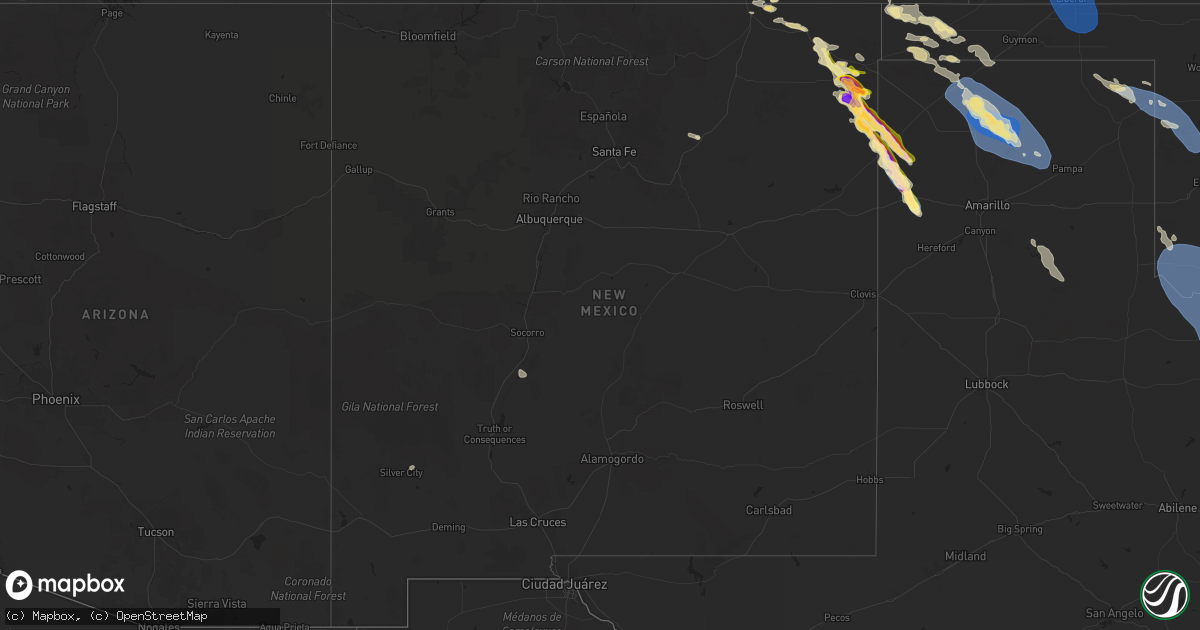 Hail map in New Mexico on August 2, 2025
