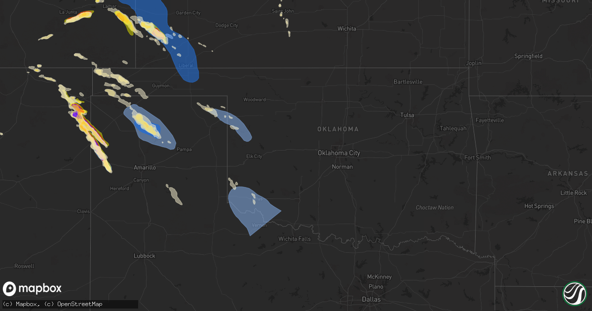 Hail map in Oklahoma on August 2, 2025