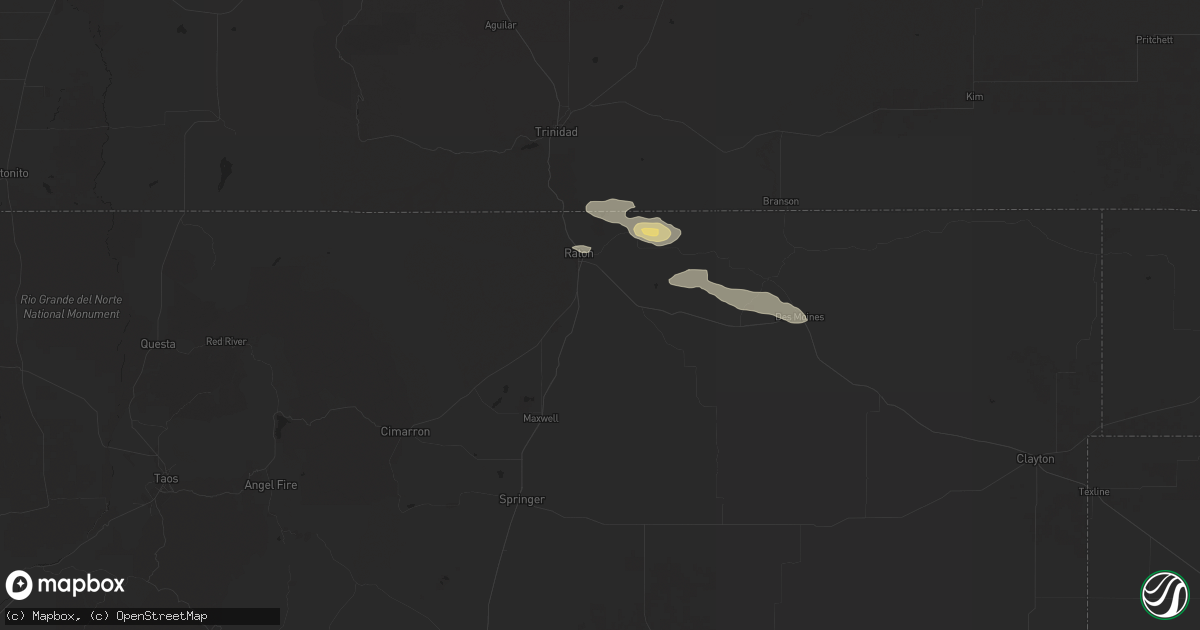 Hail map in Raton, NM on August 2, 2025