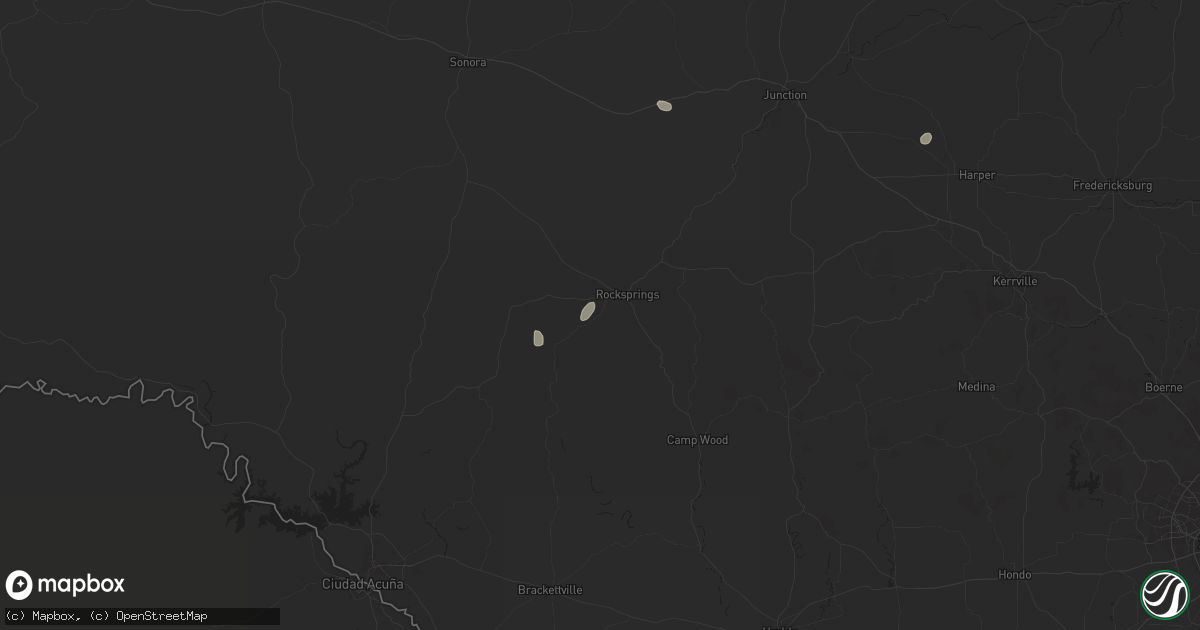 Hail map in Rocksprings, TX on August 2, 2025