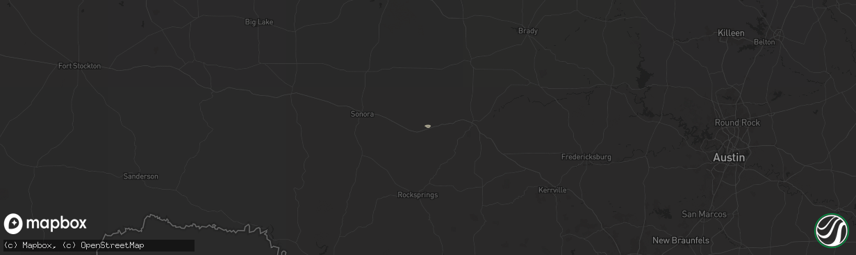 Hail map in Roosevelt, TX on August 2, 2025