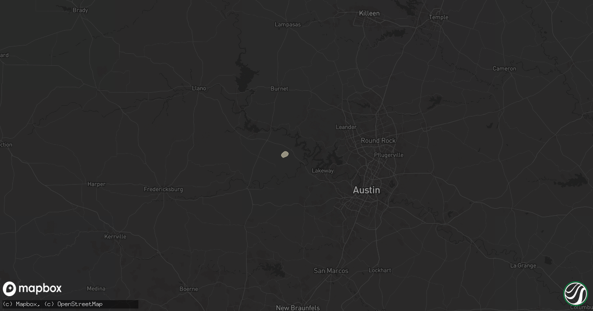 Hail map in Spicewood, TX on August 2, 2025