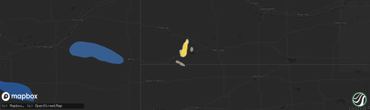 Hail map in Stratton, NE on August 2, 2025