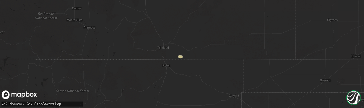 Hail map in Trinchera, CO on August 2, 2025