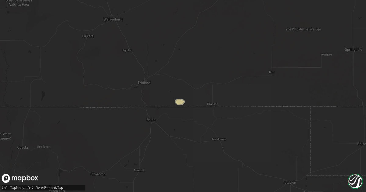Hail map in Trinchera, CO on August 2, 2025