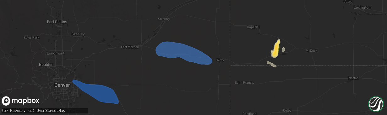 Hail map in Yuma, CO on August 2, 2025