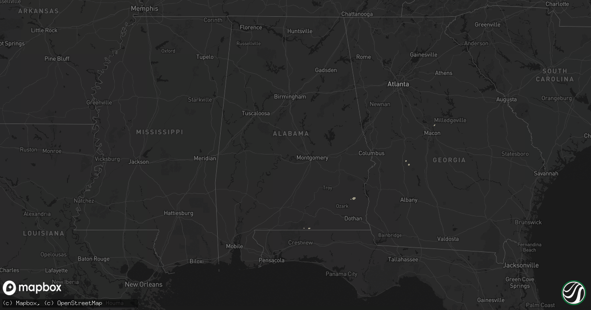 Hail map in Alabama on August 2, 2026
