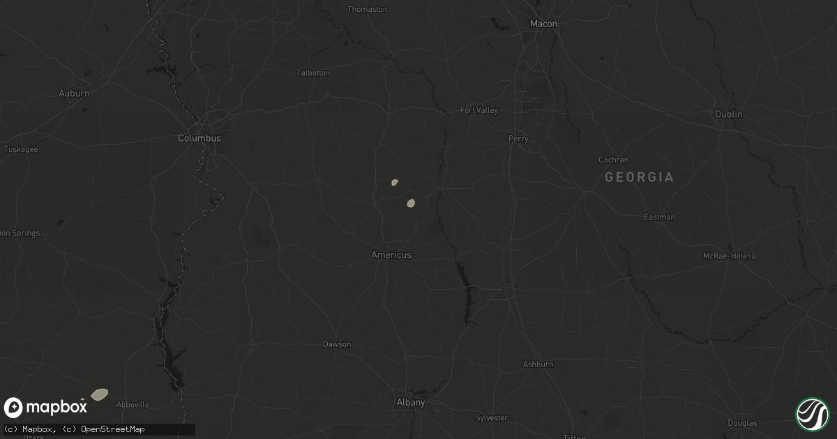 Hail map in Andersonville, GA on August 2, 2026
