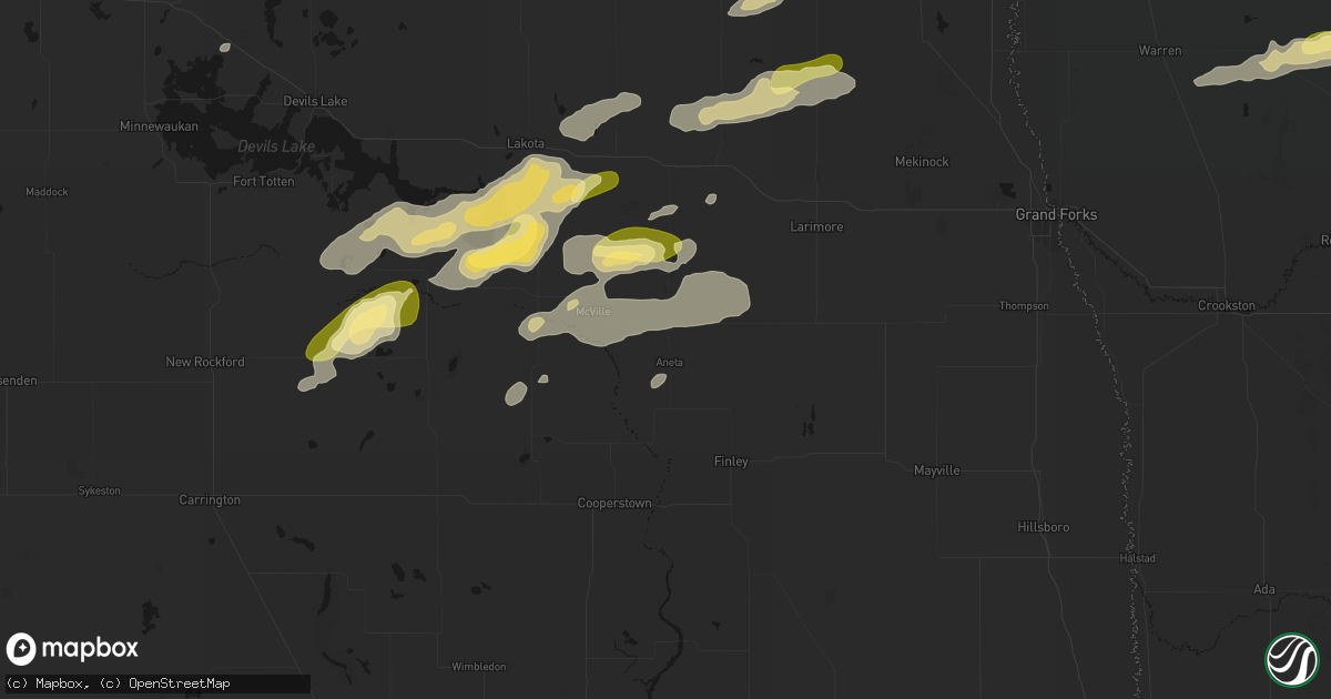 Hail map in Aneta, ND on August 2, 2026