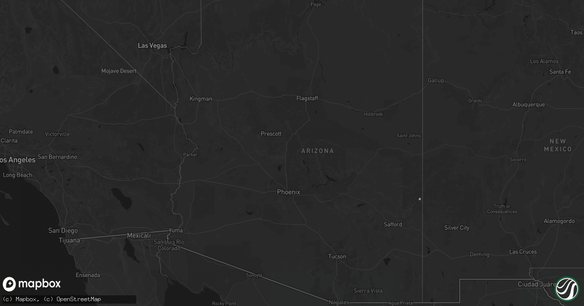 Hail map in Arizona on August 2, 2026