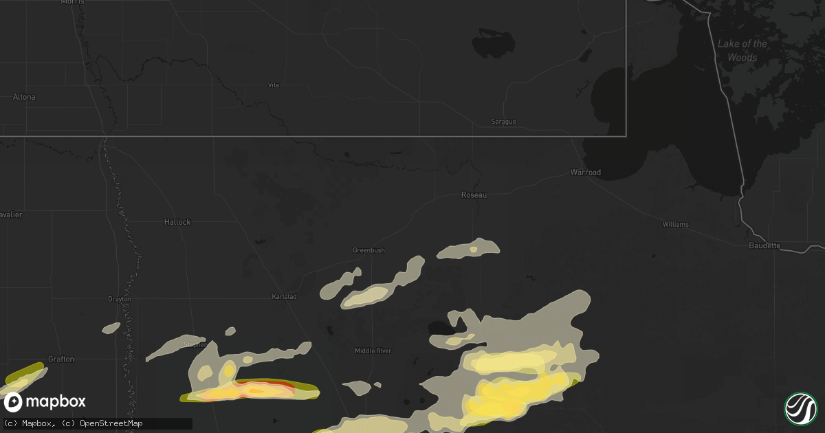 Hail map in Badger, MN on August 2, 2026