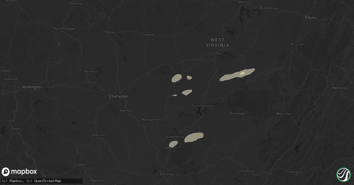 Hail map in Bickmore, WV on August 2, 2026