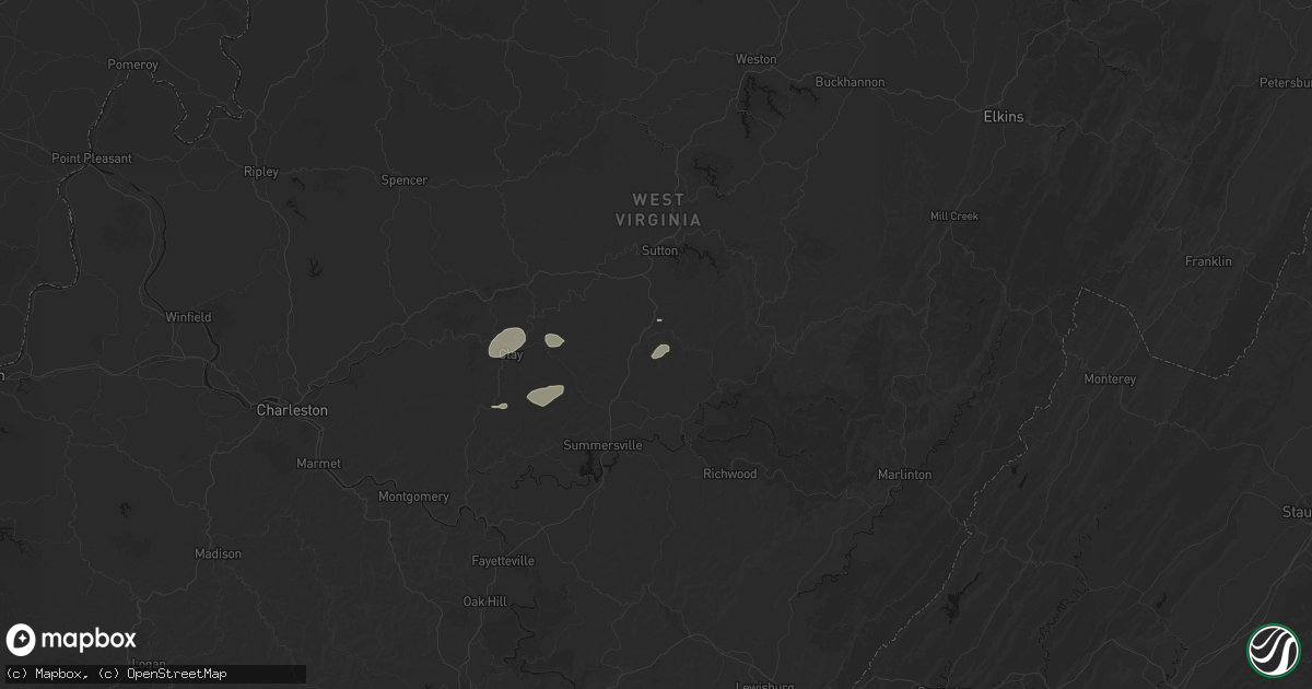 Hail map in Birch River, WV on August 2, 2026