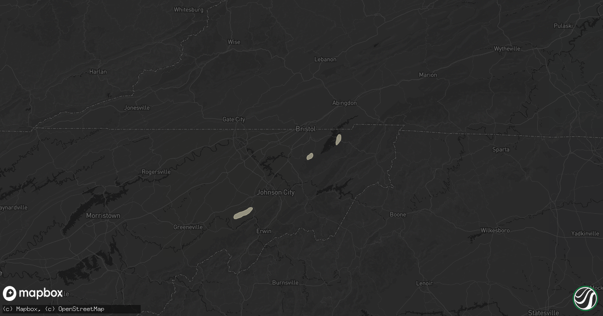 Hail map in Bluff City, TN on August 2, 2026