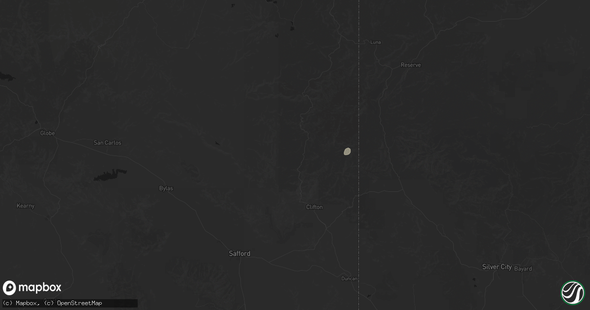 Hail map in Clifton, AZ on August 2, 2026