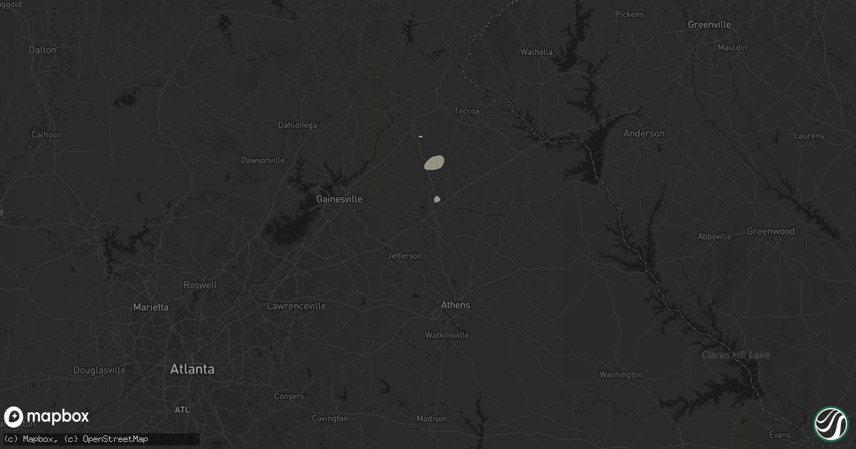 Hail map in Commerce, GA on August 2, 2026