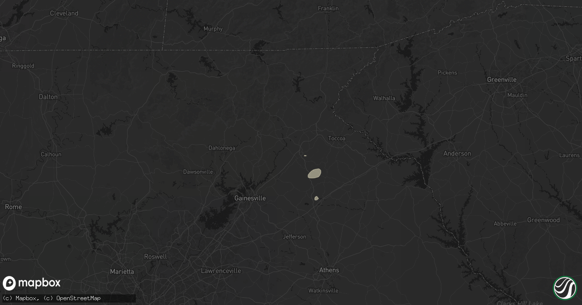 Hail map in Cornelia, GA on August 2, 2026
