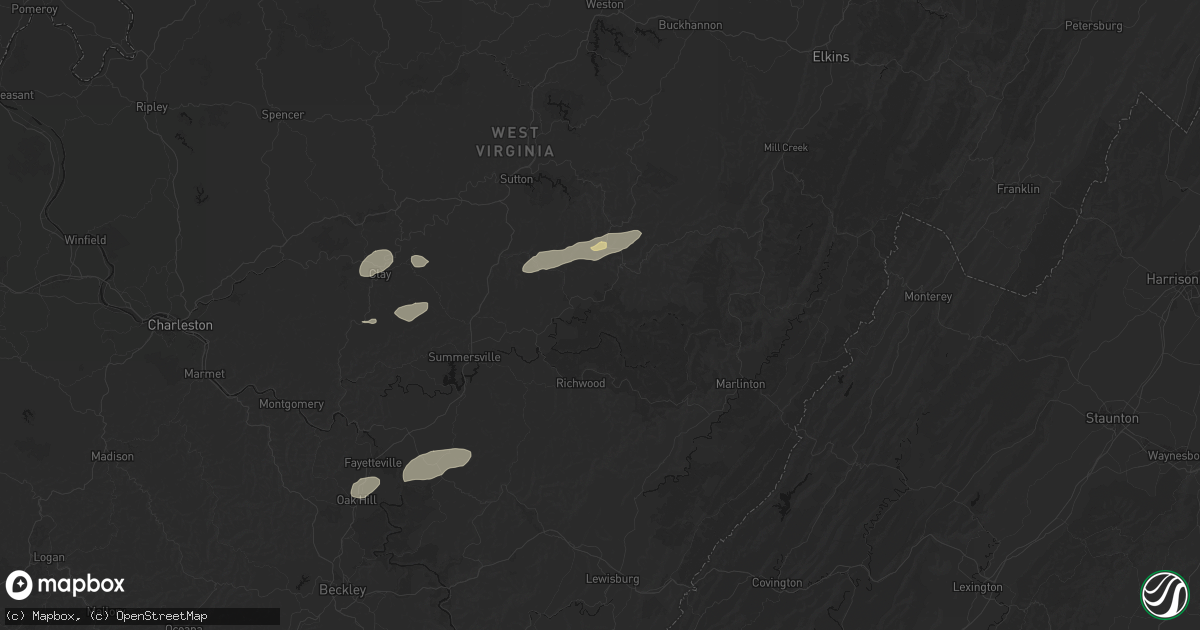 Hail map in Cowen, WV on August 2, 2026