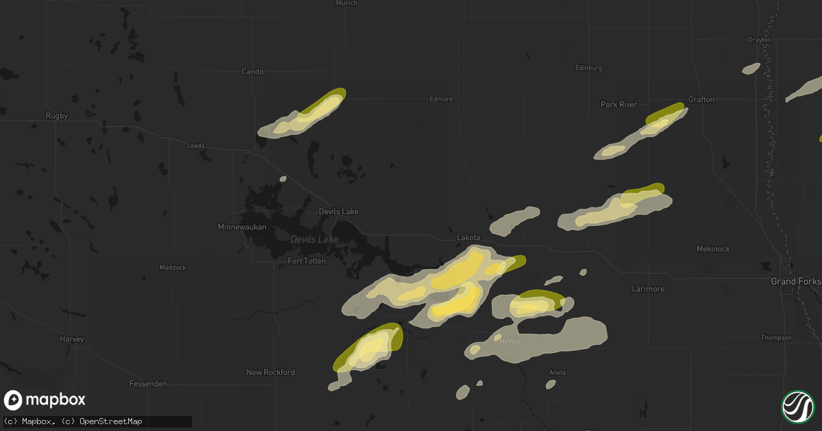 Hail map in Crary, ND on August 2, 2026