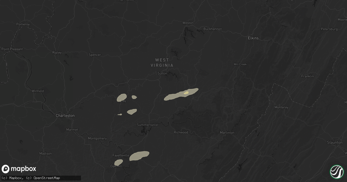 Hail map in Erbacon, WV on August 2, 2026