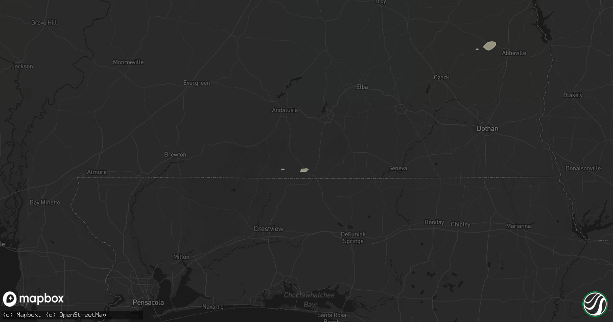 Hail map in Florala, AL on August 2, 2026