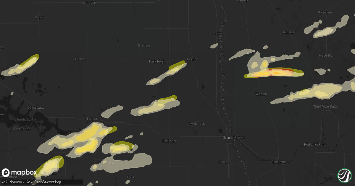 Hail map in Forest River, ND on August 2, 2026