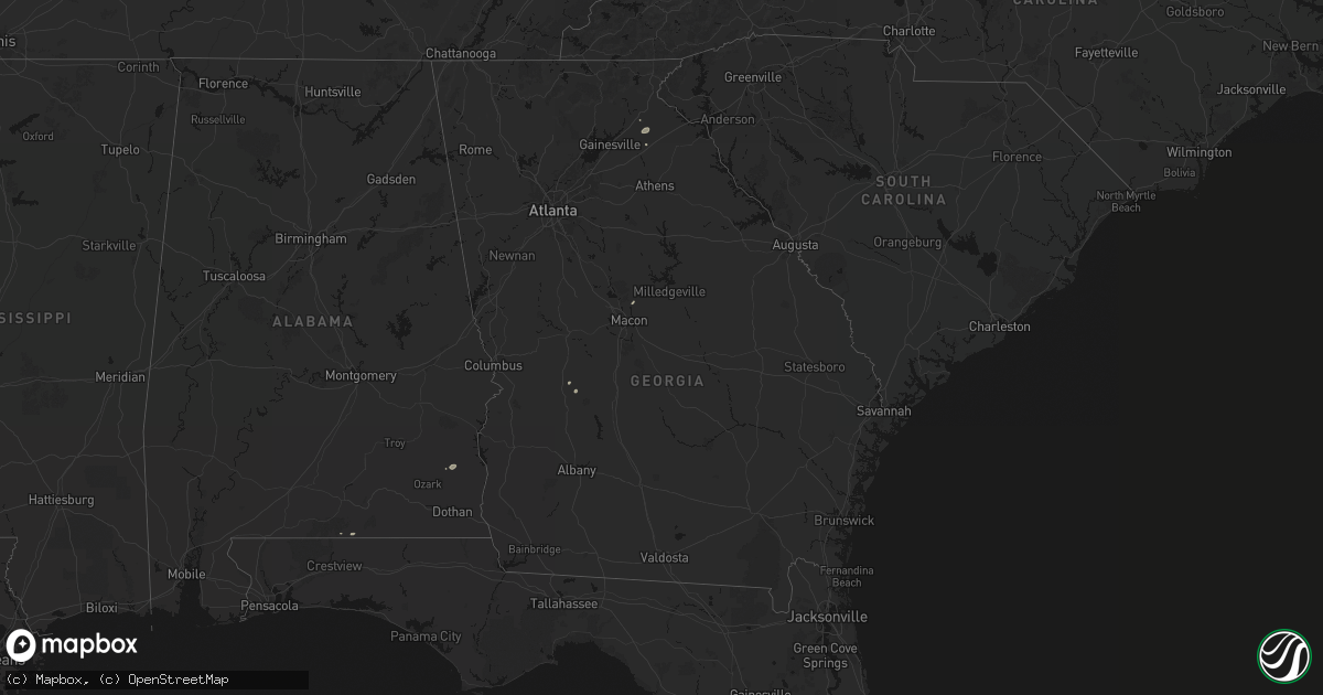 Hail map in Georgia on August 2, 2026