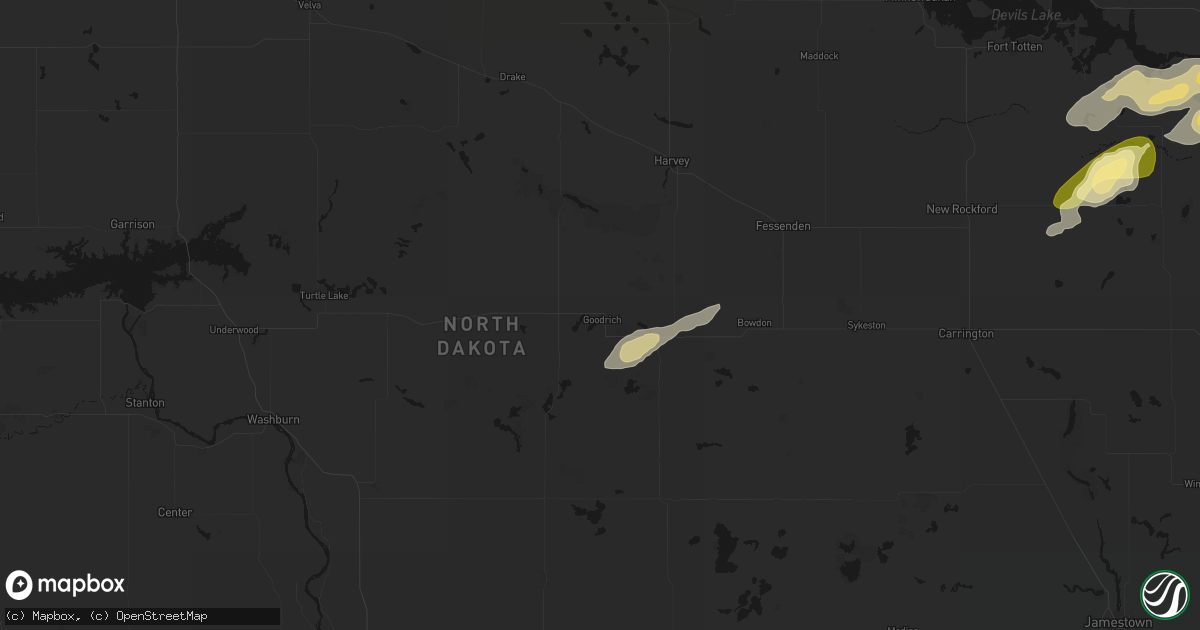 Hail map in Goodrich, ND on August 2, 2026
