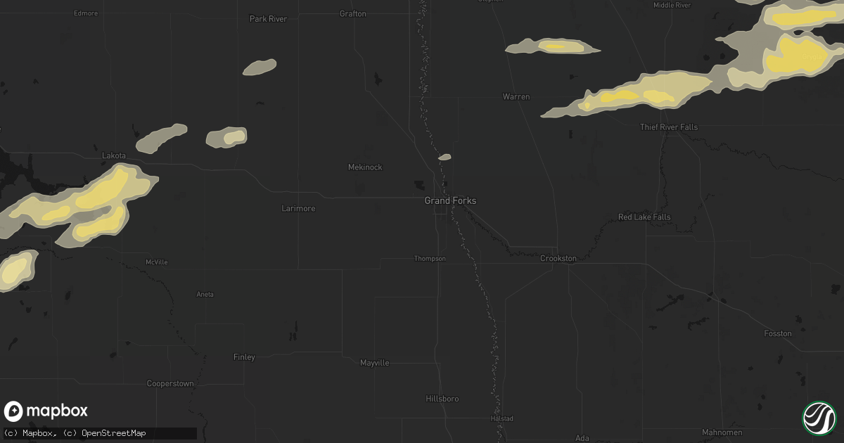 Hail map in Grand Forks, ND on August 2, 2026