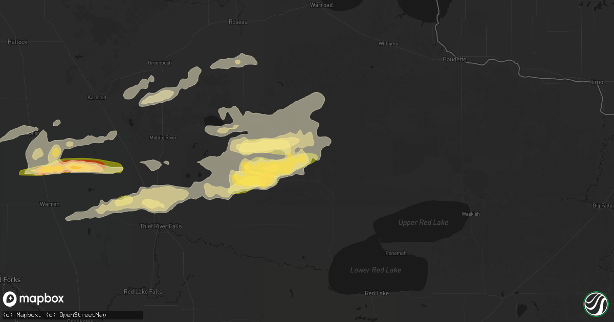 Hail map in Grygla, MN on August 2, 2026