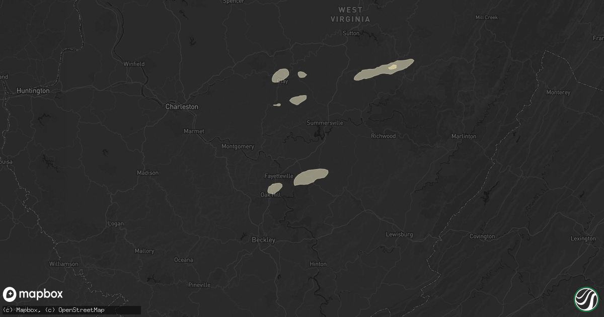 Hail map in Hico, WV on August 2, 2026