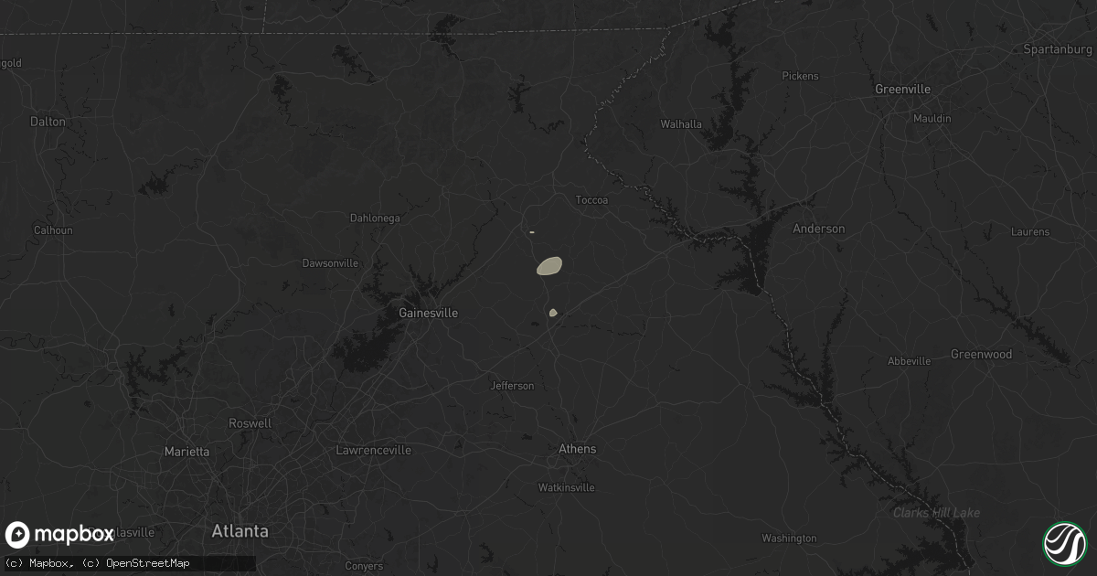 Hail map in Homer, GA on August 2, 2026