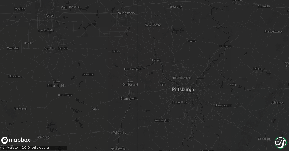Hail map in Hookstown, PA on August 2, 2026