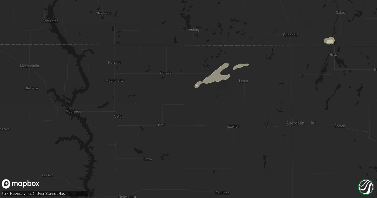 Hail map in Hosmer, SD on August 2, 2026