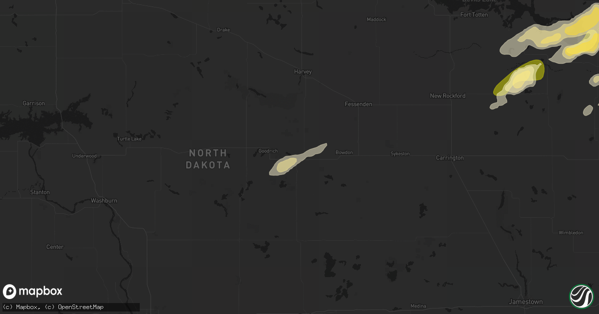 Hail map in Hurdsfield, ND on August 2, 2026