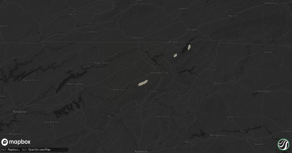 Hail map in Jonesborough, TN on August 2, 2026
