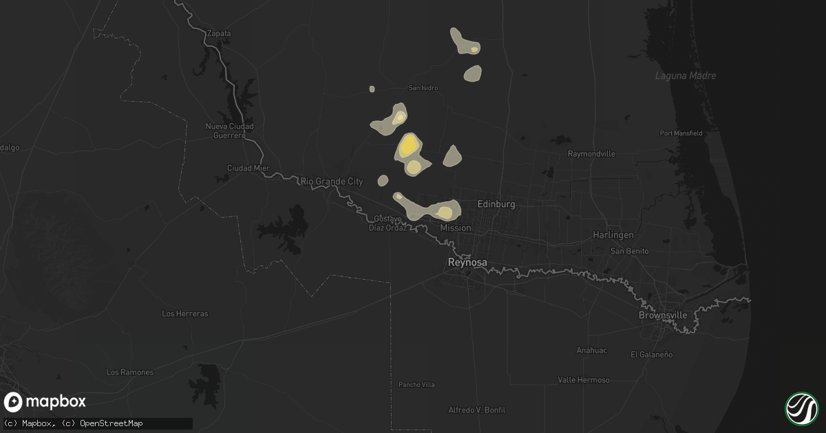 Hail map in La Joya, TX on August 2, 2026
