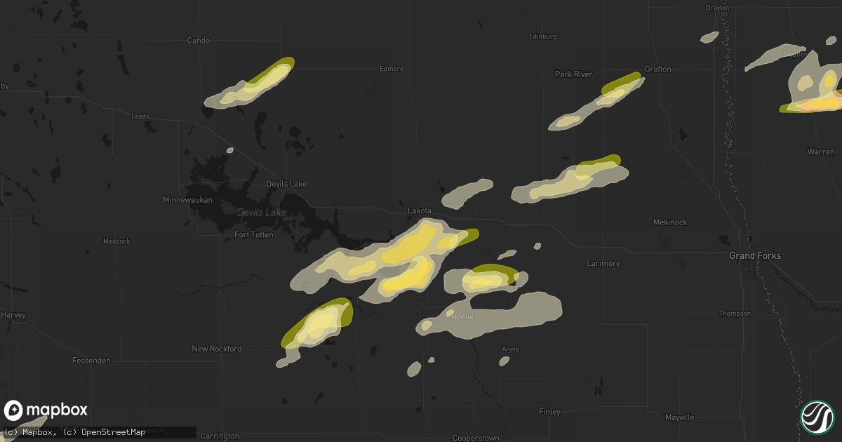Hail map in Lakota, ND on August 2, 2026